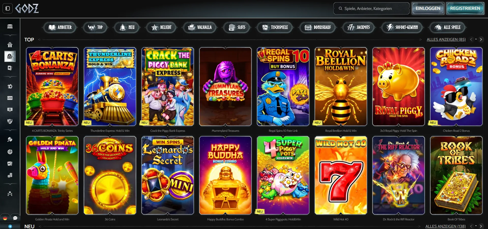 Godz Casino Spiele